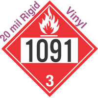 Flammable Class 3 UN1091 20mil Rigid Vinyl DOT Placard