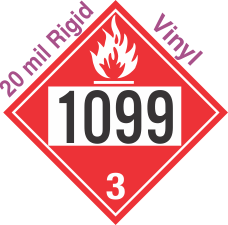 Flammable Class 3 UN1099 20mil Rigid Vinyl DOT Placard