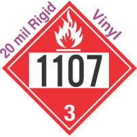 Flammable Class 3 UN1107 20mil Rigid Vinyl DOT Placard