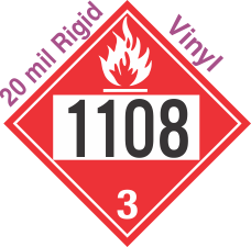 Flammable Class 3 UN1108 20mil Rigid Vinyl DOT Placard