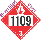 Flammable Class 3 UN1109 20mil Rigid Vinyl DOT Placard