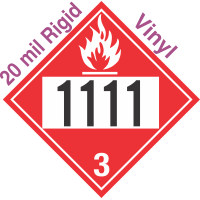 Flammable Class 3 UN1111 20mil Rigid Vinyl DOT Placard