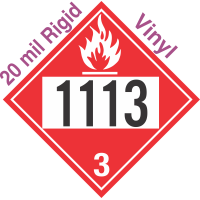 Flammable Class 3 UN1113 20mil Rigid Vinyl DOT Placard