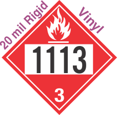 Flammable Class 3 UN1113 20mil Rigid Vinyl DOT Placard