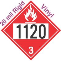 Flammable Class 3 UN1120 20mil Rigid Vinyl DOT Placard