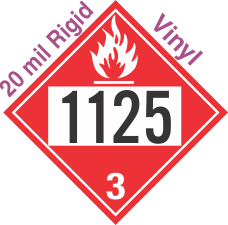Flammable Class 3 UN1125 20mil Rigid Vinyl DOT Placard