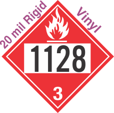 Flammable Class 3 UN1128 20mil Rigid Vinyl DOT Placard