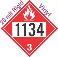 Flammable Class 3 UN1134 20mil Rigid Vinyl DOT Placard