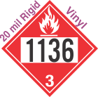 Flammable Class 3 UN1136 20mil Rigid Vinyl DOT Placard