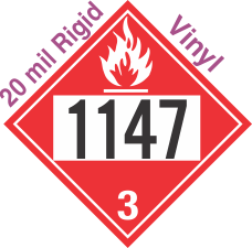 Flammable Class 3 UN1147 20mil Rigid Vinyl DOT Placard