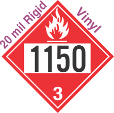 Flammable Class 3 UN1150 20mil Rigid Vinyl DOT Placard
