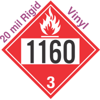 Flammable Class 3 UN1160 20mil Rigid Vinyl DOT Placard