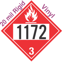 Flammable Class 3 UN1172 20mil Rigid Vinyl DOT Placard