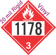 Flammable Class 3 UN1178 20mil Rigid Vinyl DOT Placard