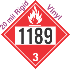 Flammable Class 3 UN1189 20mil Rigid Vinyl DOT Placard