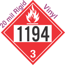 Flammable Class 3 UN1194 20mil Rigid Vinyl DOT Placard