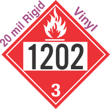 Flammable Class 3 UN1202 20mil Rigid Vinyl DOT Placard