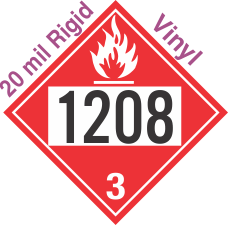 Flammable Class 3 UN1208 20mil Rigid Vinyl DOT Placard