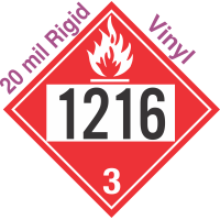 Flammable Class 3 UN1216 20mil Rigid Vinyl DOT Placard