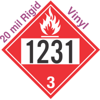 Flammable Class 3 UN1231 20mil Rigid Vinyl DOT Placard