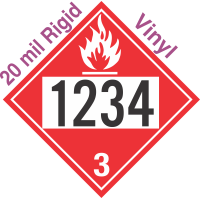 Flammable Class 3 UN1234 20mil Rigid Vinyl DOT Placard