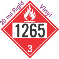 Flammable Class 3 UN1265 20mil Rigid Vinyl DOT Placard