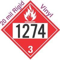 Flammable Class 3 UN1274 20mil Rigid Vinyl DOT Placard