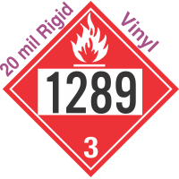 Flammable Class 3 UN1289 20mil Rigid Vinyl DOT Placard