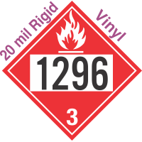 Flammable Class 3 UN1296 20mil Rigid Vinyl DOT Placard