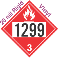 Flammable Class 3 UN1299 20mil Rigid Vinyl DOT Placard