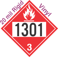 Flammable Class 3 UN1301 20mil Rigid Vinyl DOT Placard