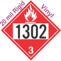 Flammable Class 3 UN1302 20mil Rigid Vinyl DOT Placard