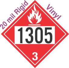 Flammable Class 3 UN1305 20mil Rigid Vinyl DOT Placard