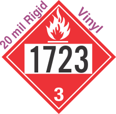 Flammable Class 3 UN1723 20mil Rigid Vinyl DOT Placard