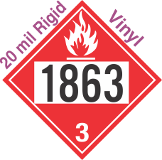 Flammable Class 3 UN1863 20mil Rigid Vinyl DOT Placard
