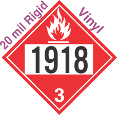 Flammable Class 3 UN1918 20mil Rigid Vinyl DOT Placard