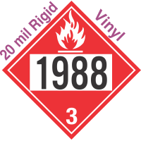 Flammable Class 3 UN1988 20mil Rigid Vinyl DOT Placard