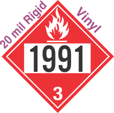 Flammable Class 3 UN1991 20mil Rigid Vinyl DOT Placard