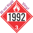 Flammable Class 3 UN1992 20mil Rigid Vinyl DOT Placard