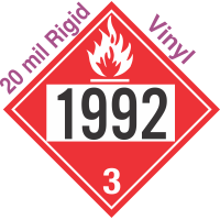 Flammable Class 3 UN1992 20mil Rigid Vinyl DOT Placard