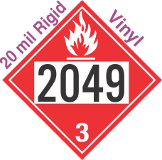 Flammable Class 3 UN2049 20mil Rigid Vinyl DOT Placard