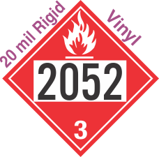Flammable Class 3 UN2052 20mil Rigid Vinyl DOT Placard