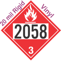 Flammable Class 3 UN2058 20mil Rigid Vinyl DOT Placard