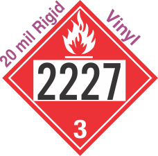 Flammable Class 3 UN2227 20mil Rigid Vinyl DOT Placard