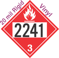 Flammable Class 3 UN2241 20mil Rigid Vinyl DOT Placard