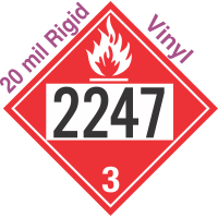 Flammable Class 3 UN2247 20mil Rigid Vinyl DOT Placard