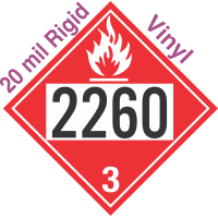 Flammable Class 3 UN2260 20mil Rigid Vinyl DOT Placard