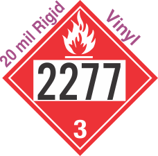Flammable Class 3 UN2277 20mil Rigid Vinyl DOT Placard