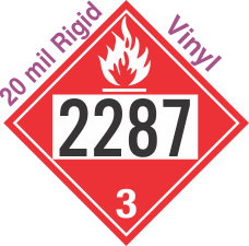 Flammable Class 3 UN2287 20mil Rigid Vinyl DOT Placard