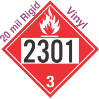 Flammable Class 3 UN2301 20mil Rigid Vinyl DOT Placard